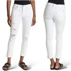 NEW HUDSON Natalie Slim Boyfriend Jeans Size 24‎ Mid Rise Ivy White Distressed